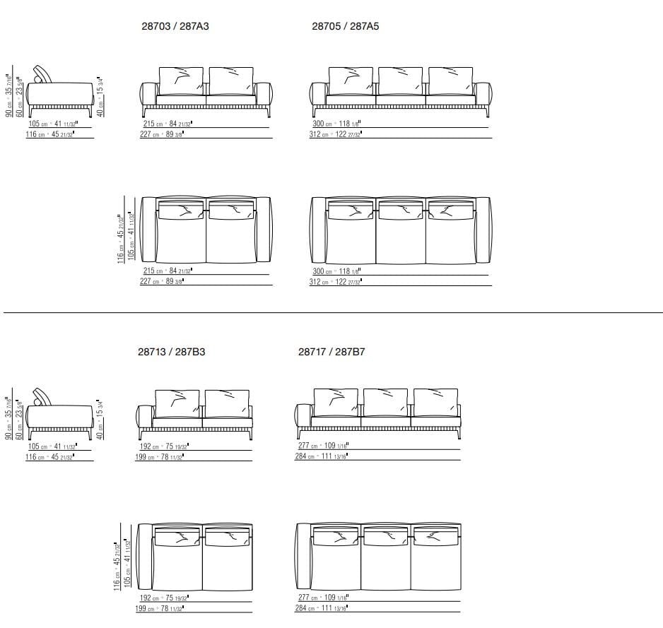 Ткань диван Flexform Грегори ARCH-00070325 - Вид №15