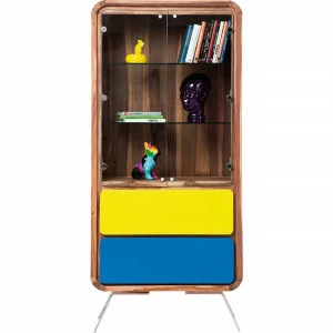 Книжный шкаф деревянный с ящиками и цветными вставками Bilbao KARE BILBAO 325638 Желтый;коричневый;синий