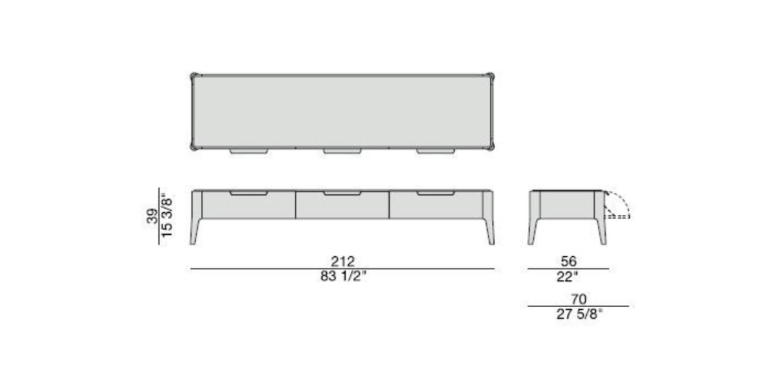 Низкий деревянный шкаф для телевизора с откидными дверцами Porada Soul ARCH-00096200 - Вид №2