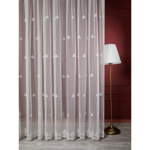 Тюль 1 м/п Коронки сетка 280 см цвет бежево-золотой