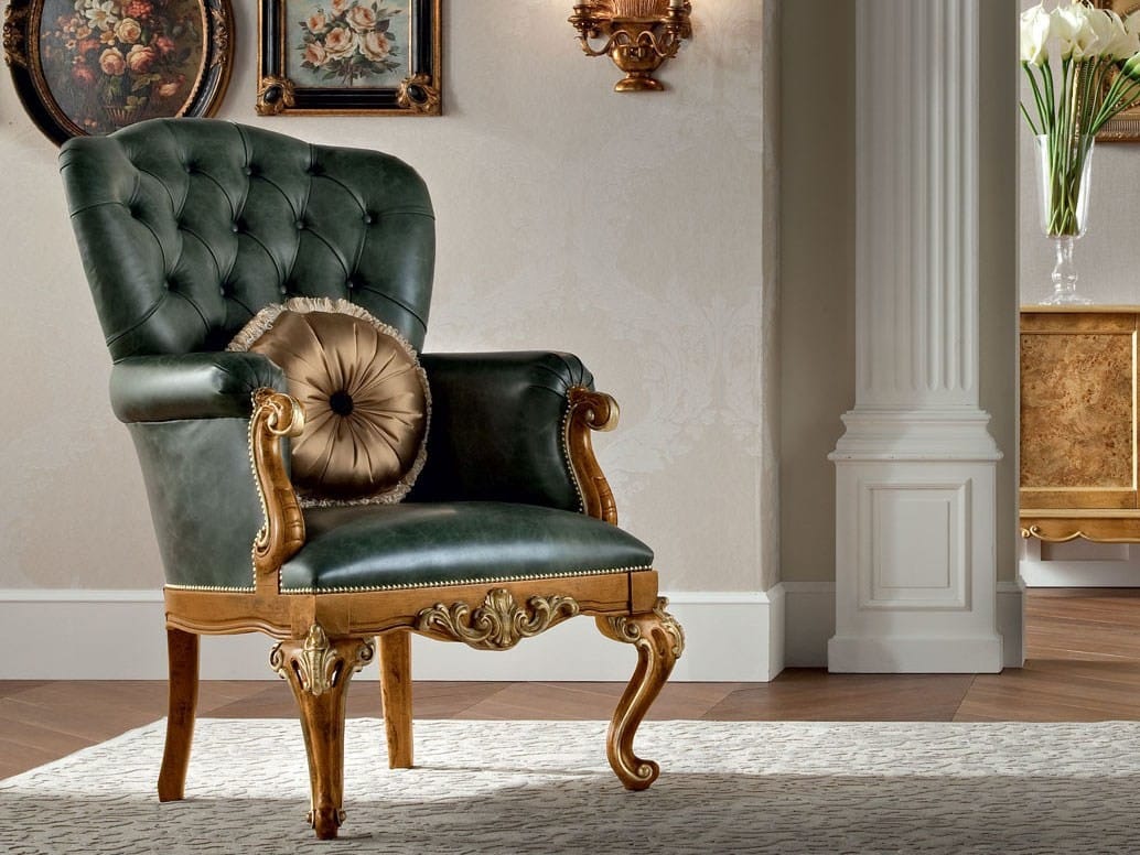 Кожаное кресло с подлокотниками Modenese Luxury Interiors Casanova ARCH-00093523