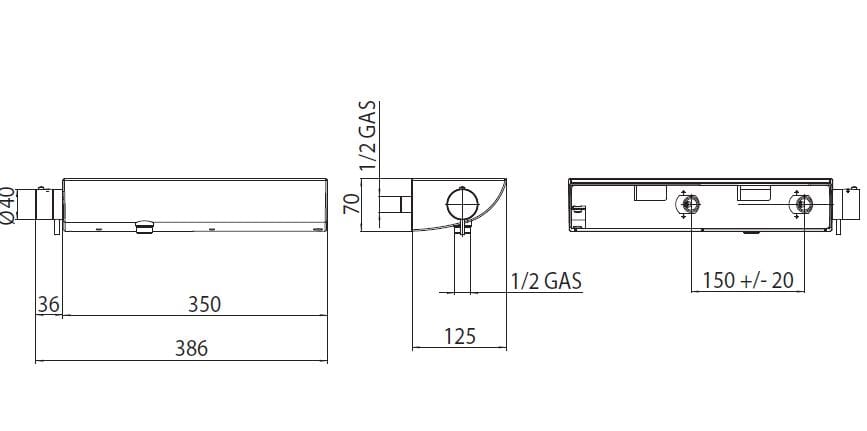 Хром латунь термостатический однорычажный смеситель для душа Bossini Teo ARCH-00065054 - Вид №2