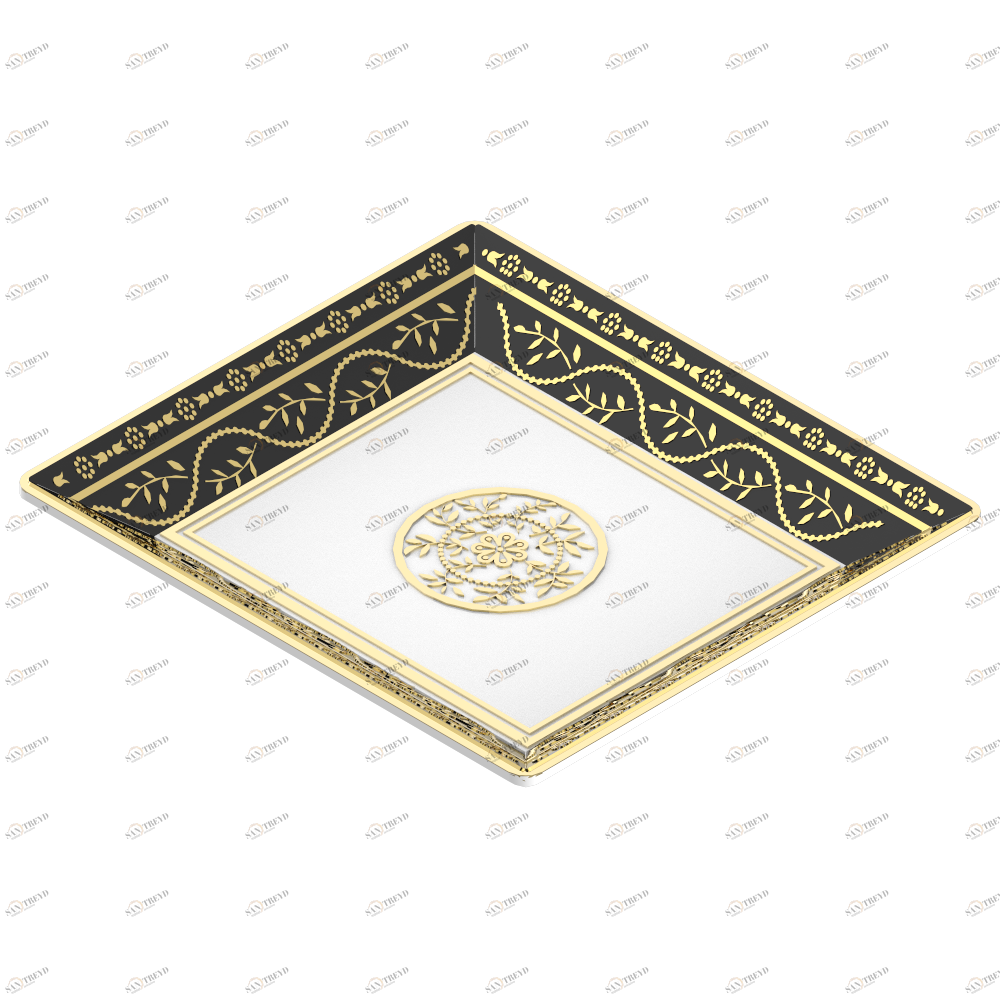 A7F-4614 Фарфоровое блюдце большого размера Thg-paris Marquise чёрный с золотым декором Хром A7F-4614 CAT.A