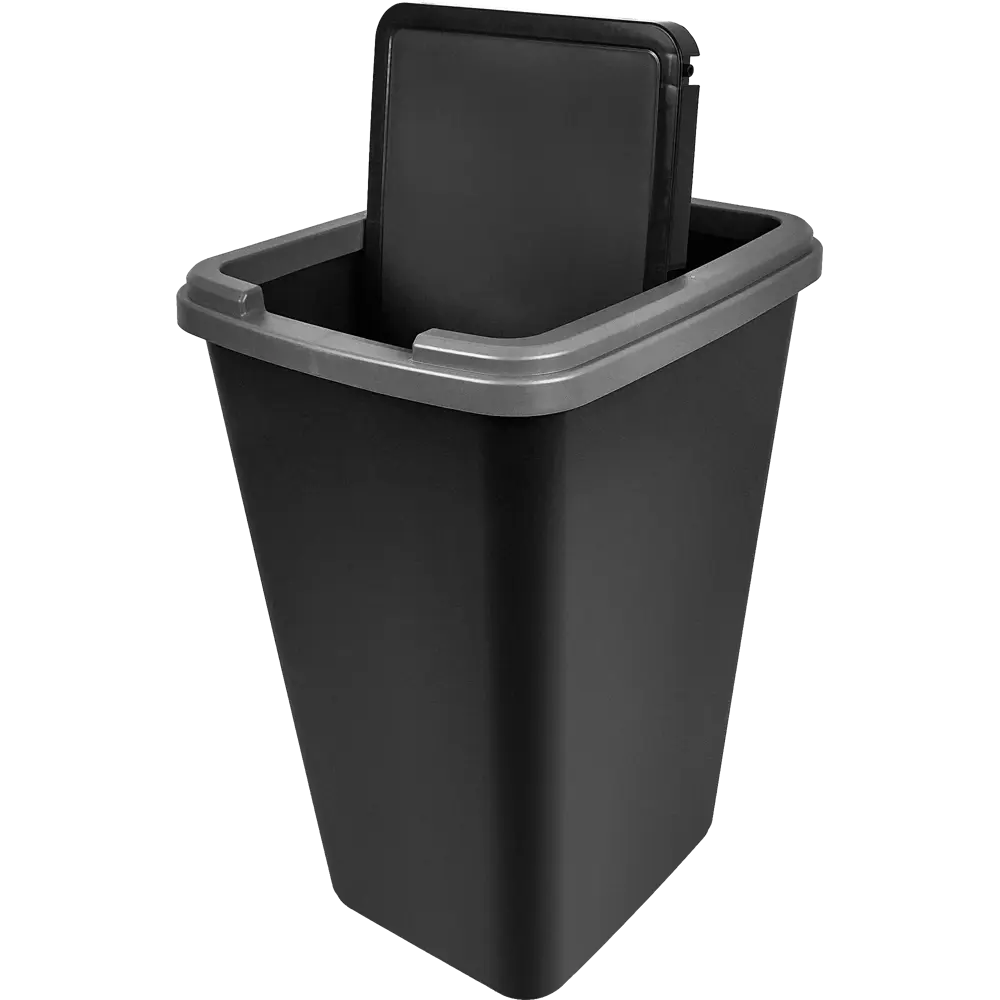 Бак для мусора Delinia с откидной крышкой 50 л полипропилен цвет черный STLM-2013143 - Вид №1