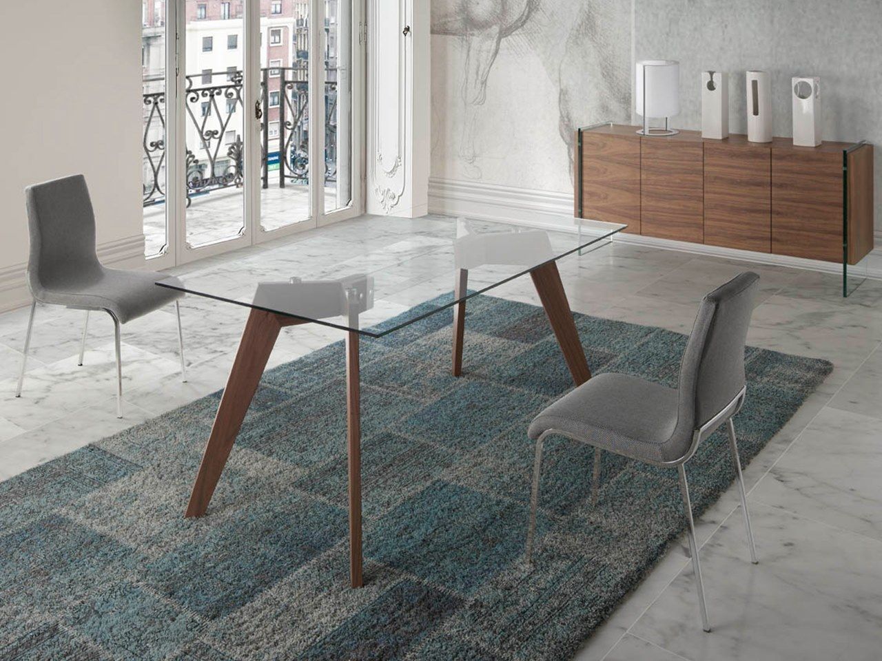 Прямоугольный стол для гостиной из дерева и стекла Angel Cerda Loft Tendencia ARCH-00032099 - Вид №1