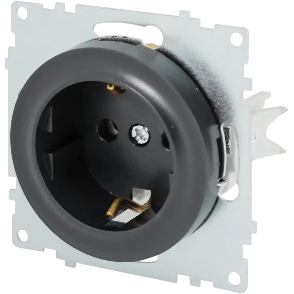 Розетка встраиваемая Onekey Florence с заземлением, цвет чёрный ONEKEYELECTRO STLM-2067996 - Вид №3