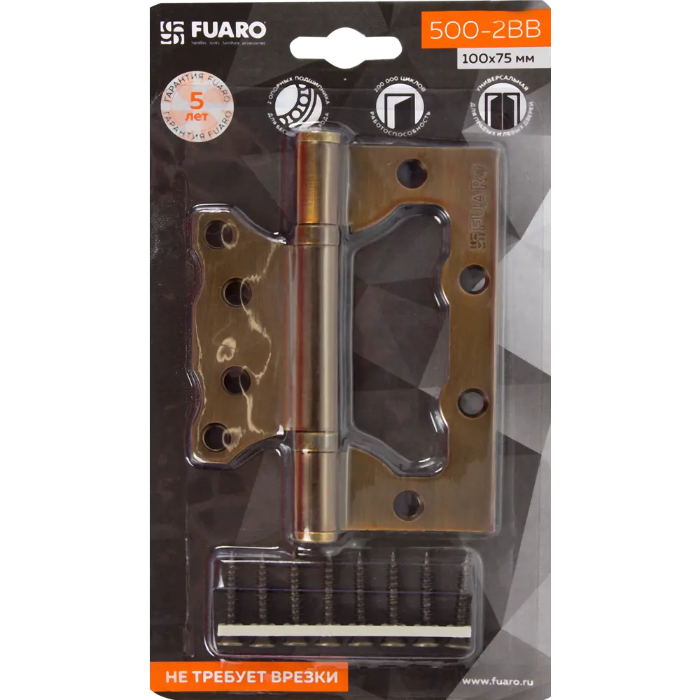 82105959 Петля без врезки N100500/2BB-CF/BL 100x75x2.5 мм сталь цвет кофе STLM-0019054 FUARO Home - Вид №5