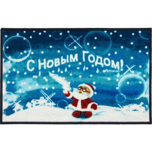 Коврик С новым годом 50x80 см нейлон цвет синий