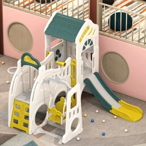 Игровой комплекс Unix Kids Playhouse с горкой и качелями 223x216x190 см зелено-желтый