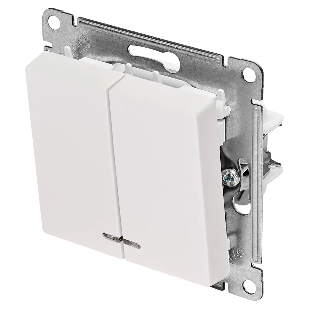 Выключатель встраиваемый Systeme Electric AtlasDesign 2 клавиши с подсветкой цвет жемчужный STLM-2022575 - Вид №1