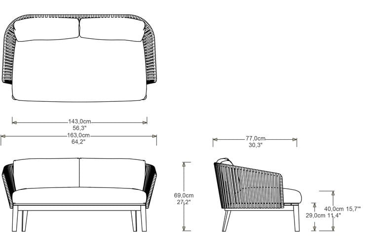 2-местный тканевый мягкий садовый диван TRIBÙ Mood ARCH-00078198 - Вид №8