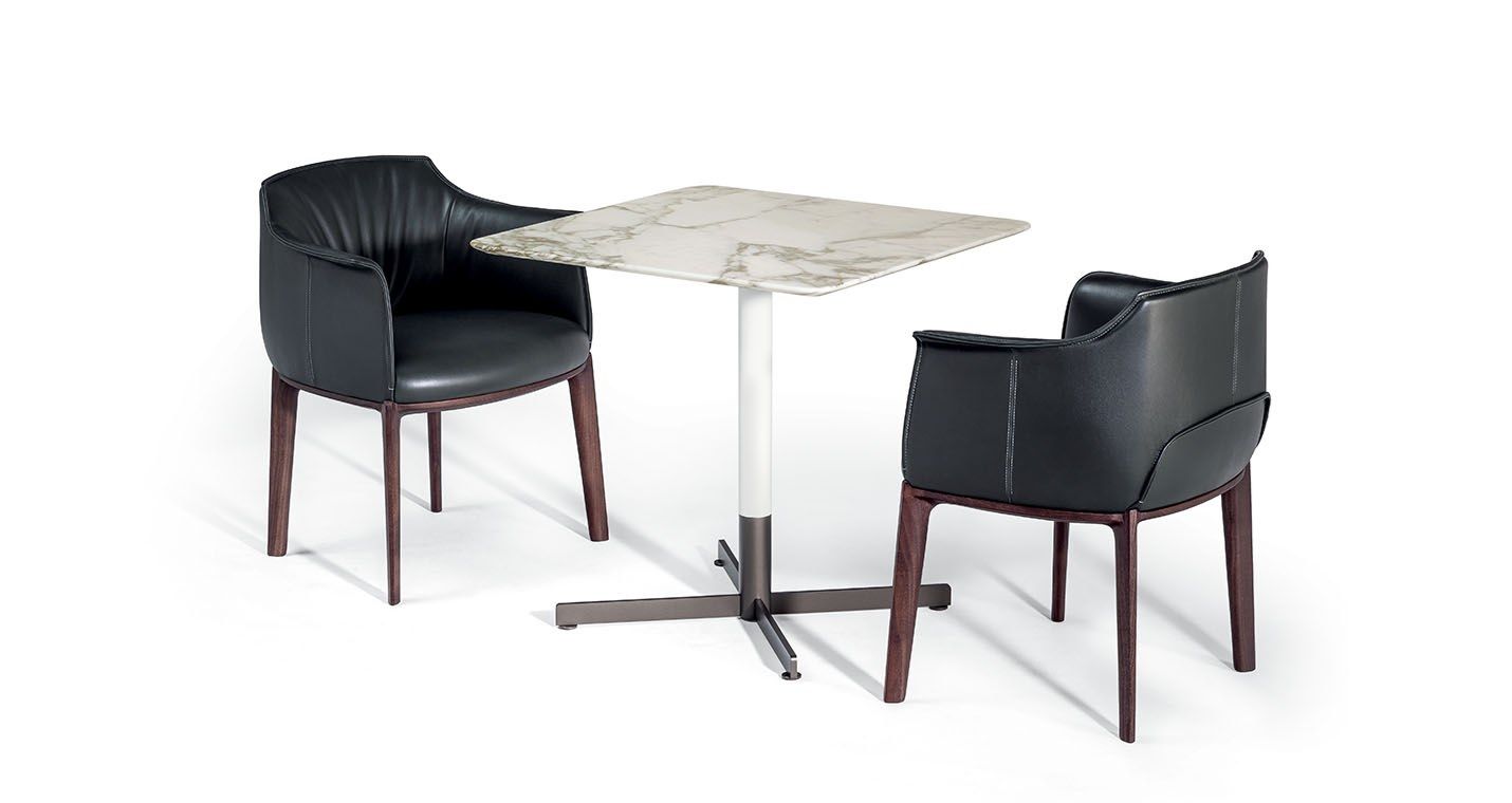 Квадратный стол из мрамора Calacatta Gold с основанием для спиц Poltrona Frau коллекция-столы и стулья ARCH-00063211 - Вид №1