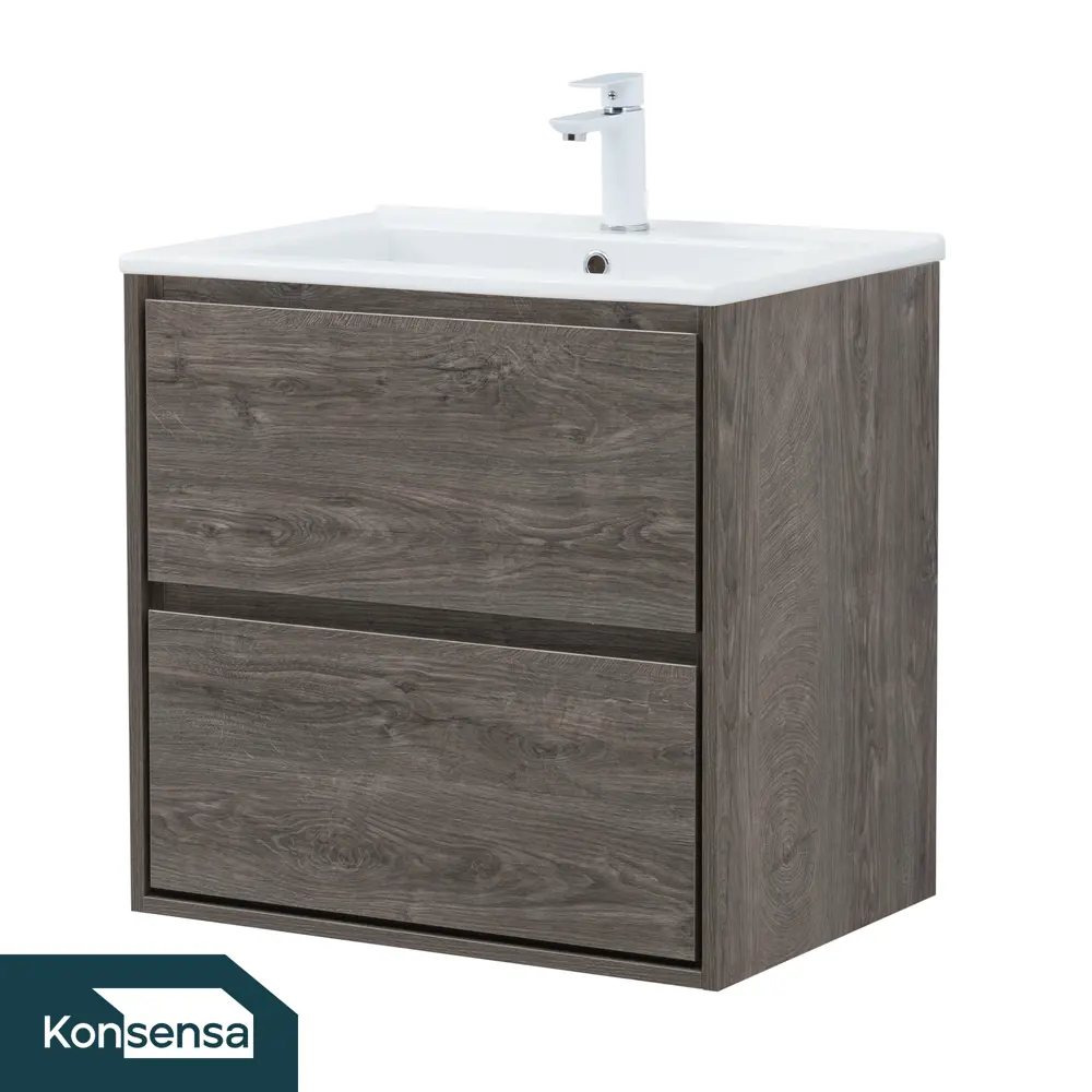 Тумба под раковину KONSENSA Мокка 2.0 подвесная 65 см цвет серый дуб STLM-2120893 - Вид №1