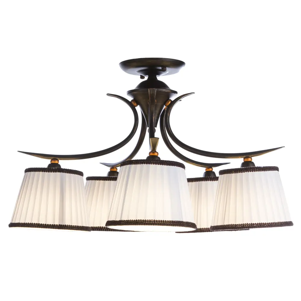 Люстра Irene 5xE14x40 Вт, металл/текстиль, цвет тёмное дерево/белый Arte Lamp STLM-2187519 - Вид №1