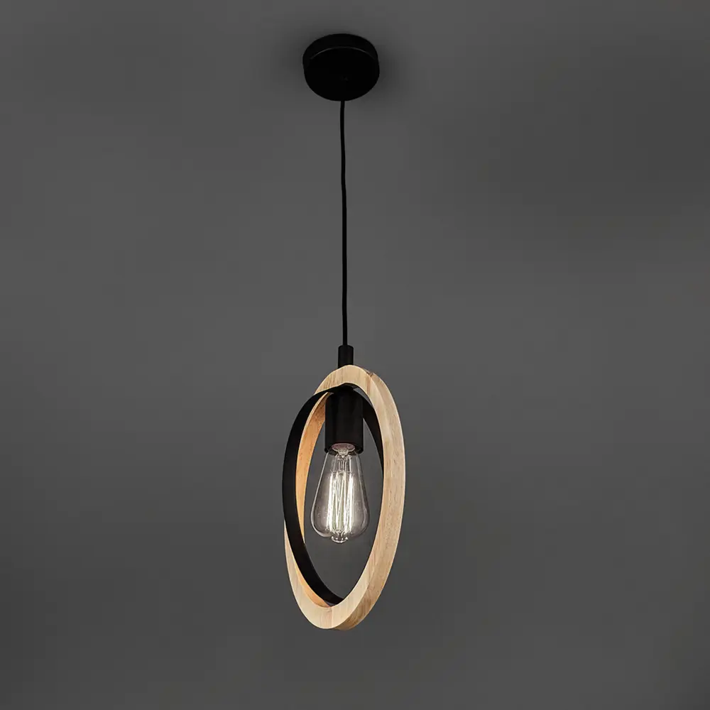 Подвесной светильник деревянный Eglo Basildon E27 60 Вт, цвет коричневый STLM-2136778 - Вид №1