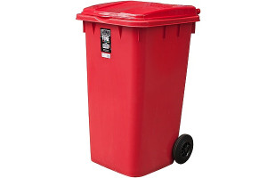 17526462 Прямоугольный мусорный бак 240 л на колесах пластик красный 1/3 ПЛ-BO994r BORA