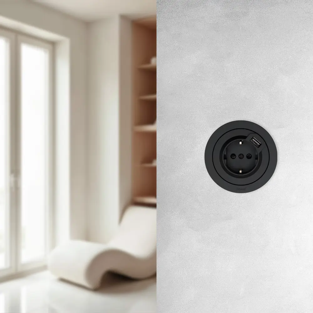 Розетка USB встраиваемая Osen с заземлением цвет черный LEZARD STLM-2093584 - Вид №5