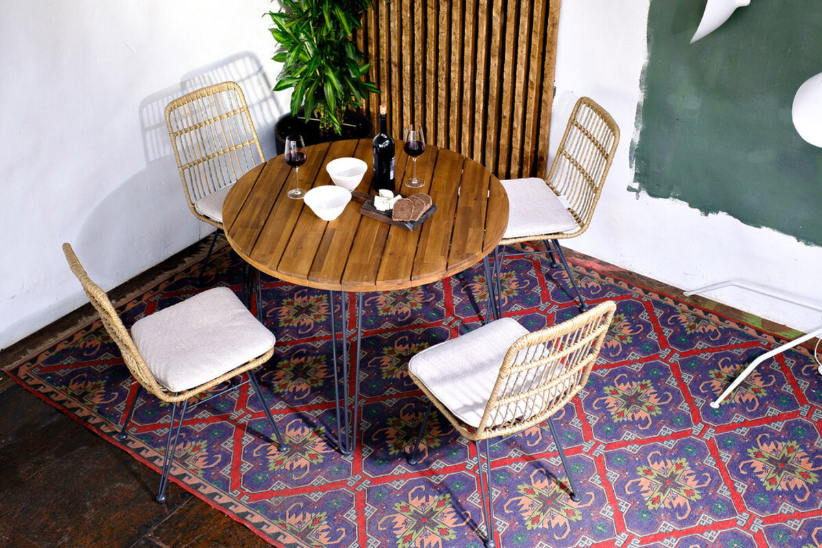 91021123 Садовая мебель для отдыха искусственный ротанг светло-коричневый : стол, 4 стула charlotte-S STLM-0444738 JOYGARDEN