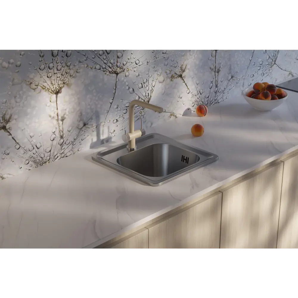 KROMRUS Врезная кухонная мойка 38×38 см с глубокой чашей, хром 89404067 STLM-1578570 - Вид №4