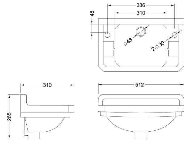 Прямоугольная ручная мойка с переливом в витрине Burlington Bespoke ARCH-00061722 - Вид №3
