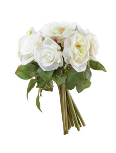 30.0312024 Розы (связка) бело-зелёные с розовой рубашкой Цветочная коллекция