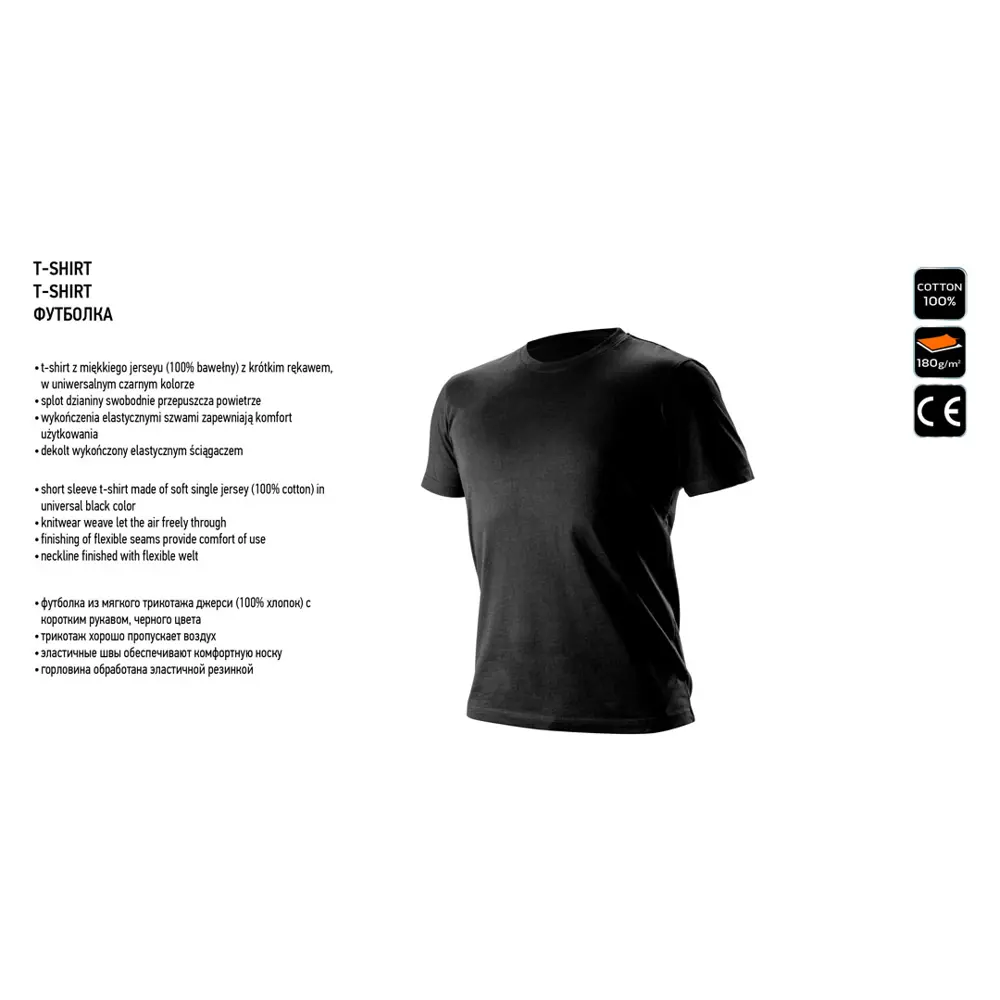 Футболка мужская Neo Tools хлопок 100% черная размер S рост 172 STLM-2136936 - Вид №1