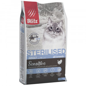 ПР0055575 Корм для кошек Sensitive для стерилизованных, индейка сух. 2кг Blitz