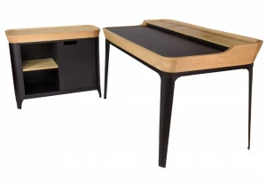Письменный стол деревянный Lulerain с тумбой Foxclore RITER  00-3947326 Черный