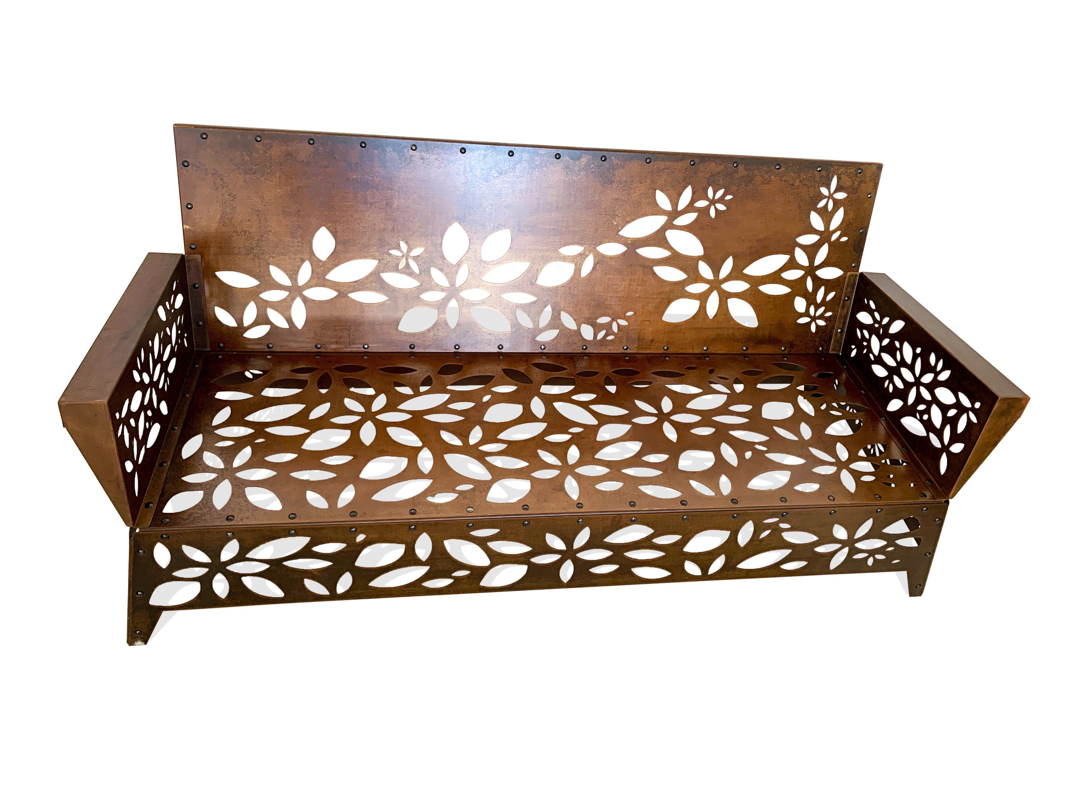 Стальная садовая скамейка Corten™ с подлокотниками TrackDesign Hanami ARCH-00070480 - Вид №6