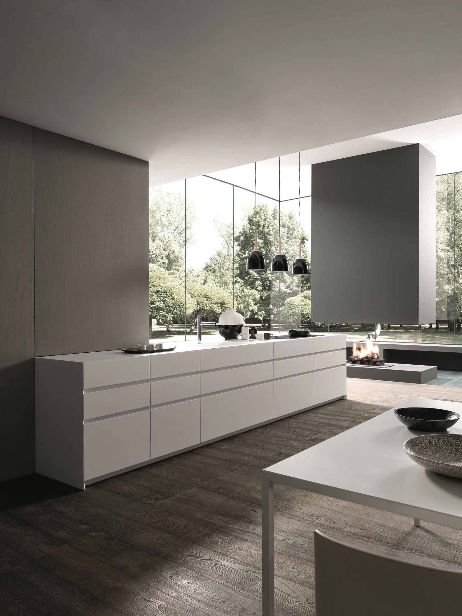 Кухня Corian® с полуостровом MODULNOVA Fly ARCH-00003524 - Вид №1