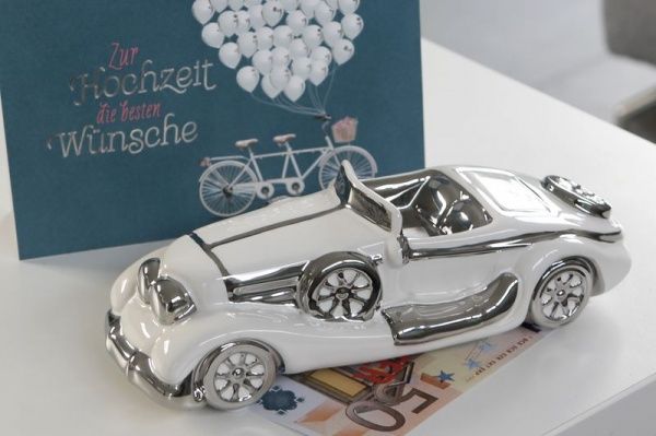 36758 Casablanca, керамический автомобиль "Старое время", цвет бело-серебристый Santreyd 