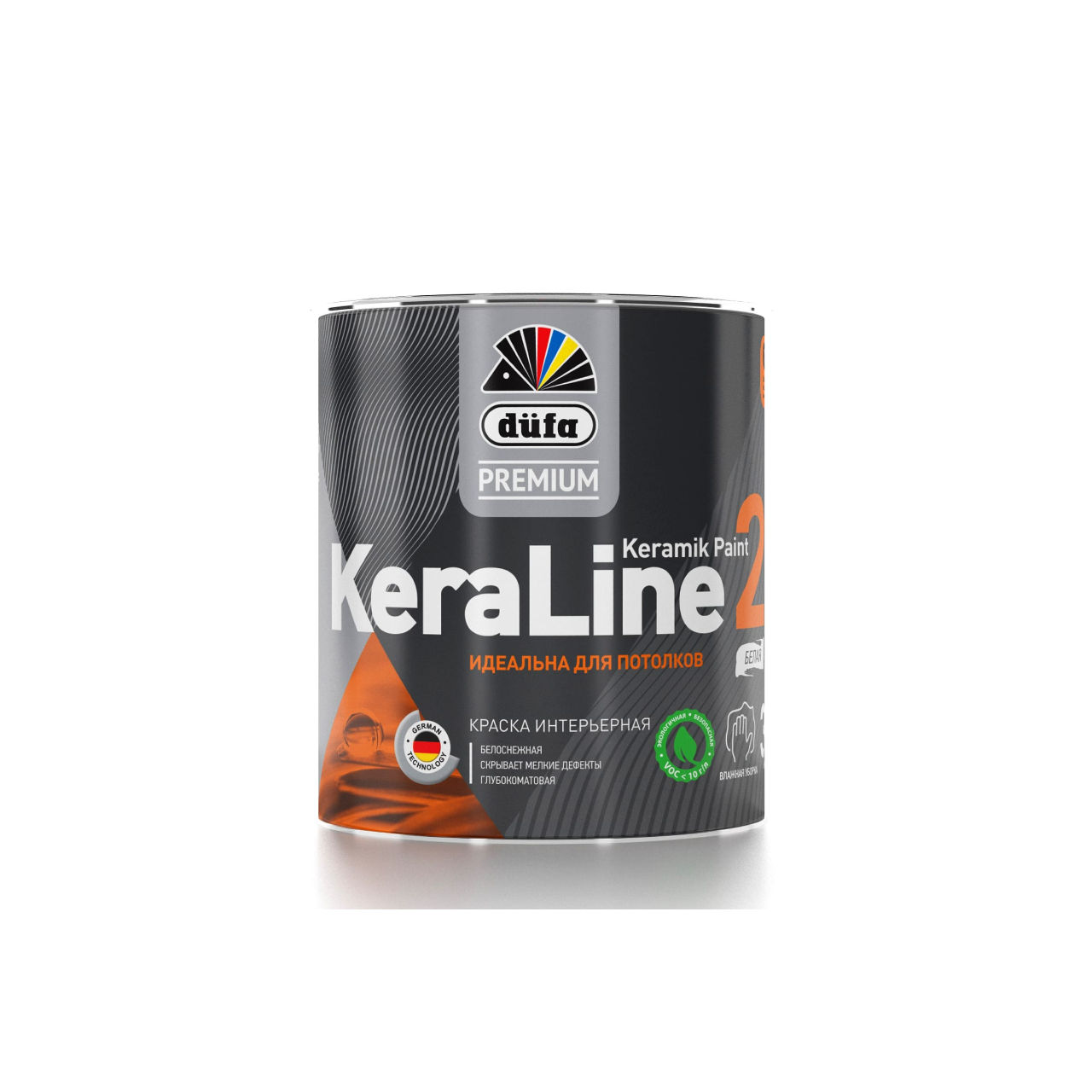 90190633 Краска для потолков Premium KeraLine Keramik Paint 2 глубокоматовая белая база 1 0.9 л STLM-0126780 DUFA