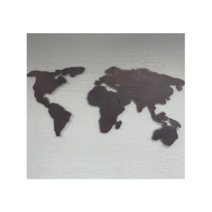 Панно настенное металлическое "Карта Мира"121х56 см темно-коричневый BUANART