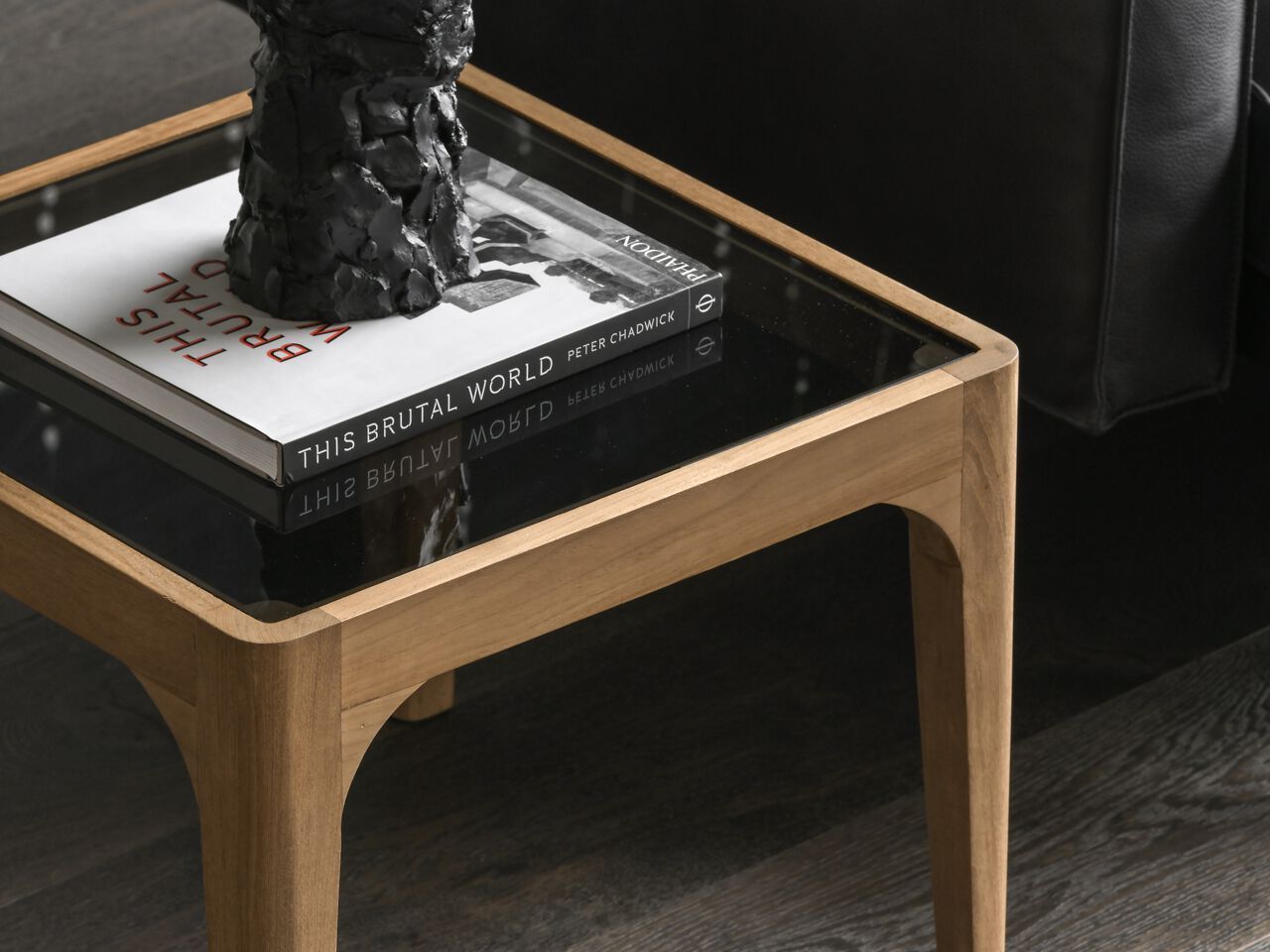 Квадратный деревянный и стеклянный журнальный столик Air Division Perry ARCH-00144771 - Вид №8