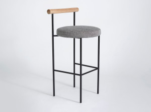 Высокий тканевый барный стул с мягким сиденьем