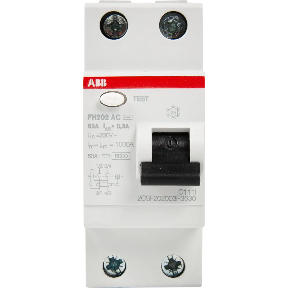 УЗО ABB FH202 1P N 63 A 300 мА 6 кА AC 2CSF202003R3630 12486634 STLM-2060265  - Вид №1