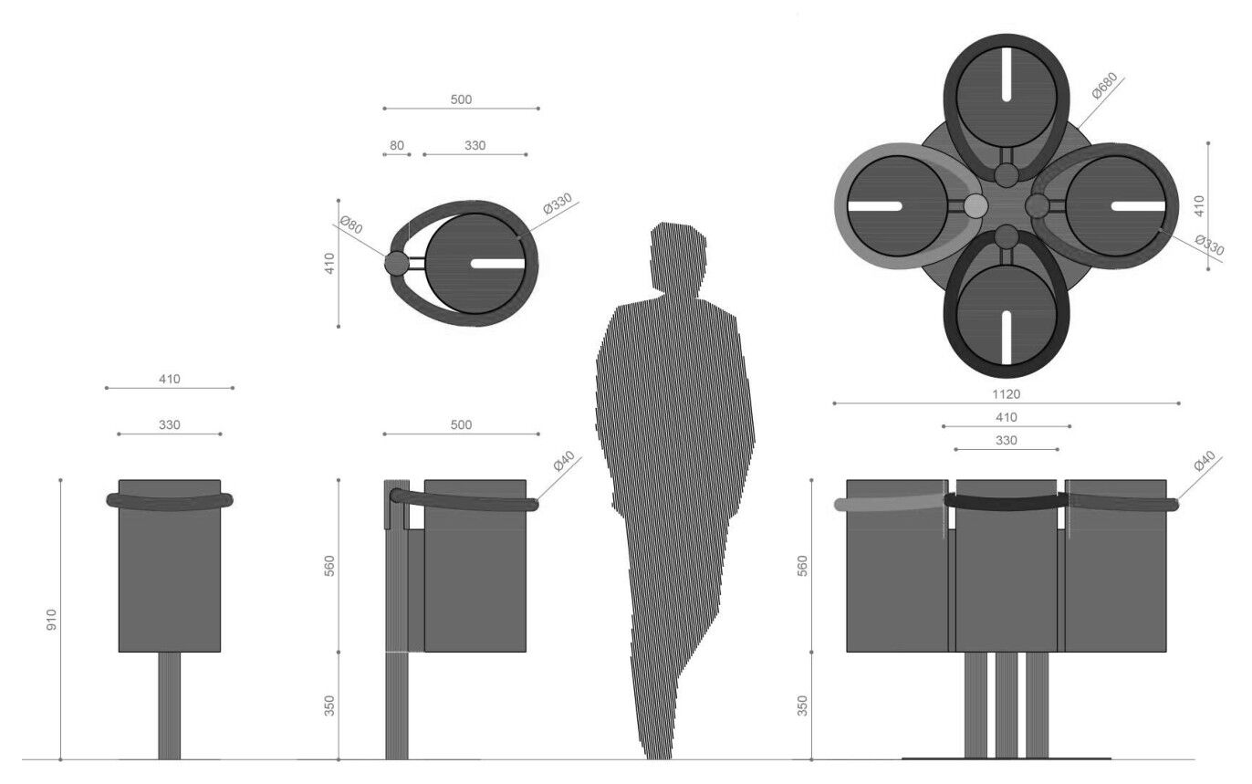 Наружные оцинкованные стальные стойки для мусора Viscio Urban Design CORDINO ARCH-00118626 - Вид №3