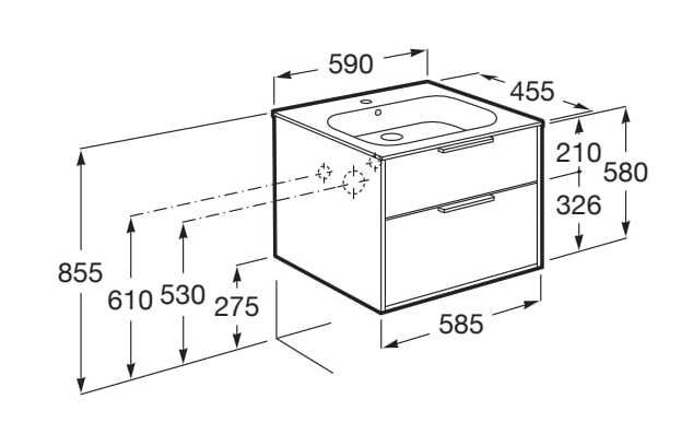 Подвесной шкаф для умывальника со встроенной раковиной Roca Optica ARCH-00039080 - Вид №18