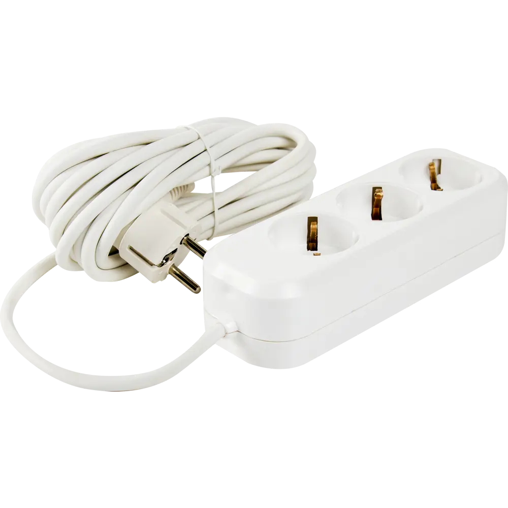 Удлинитель с заземлением для маломощной техники 3 розетки 5 м цвет белый Santreyd STLM-2045367 - Вид №1