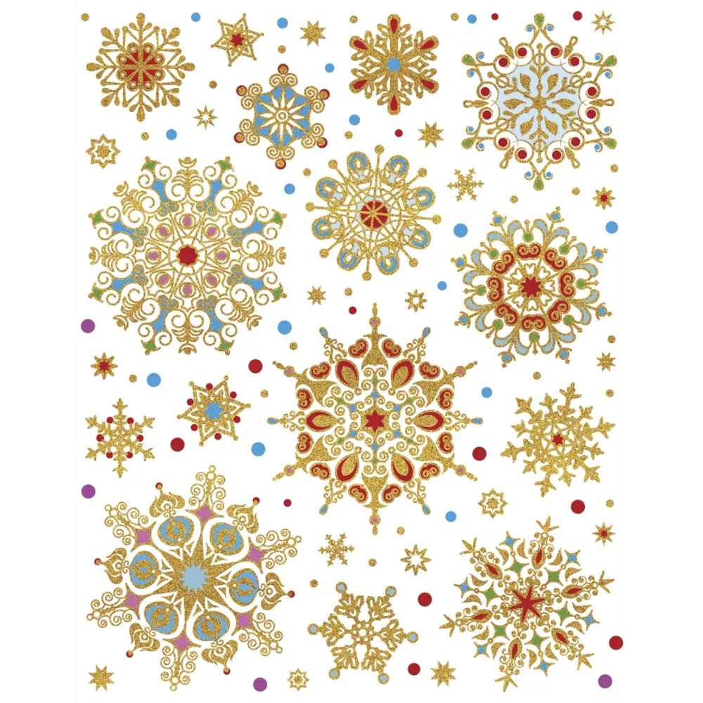 Наклейки новогодние Блестящие снежинки 30х38 см Santreyd STLM-2140173 - Вид №1
