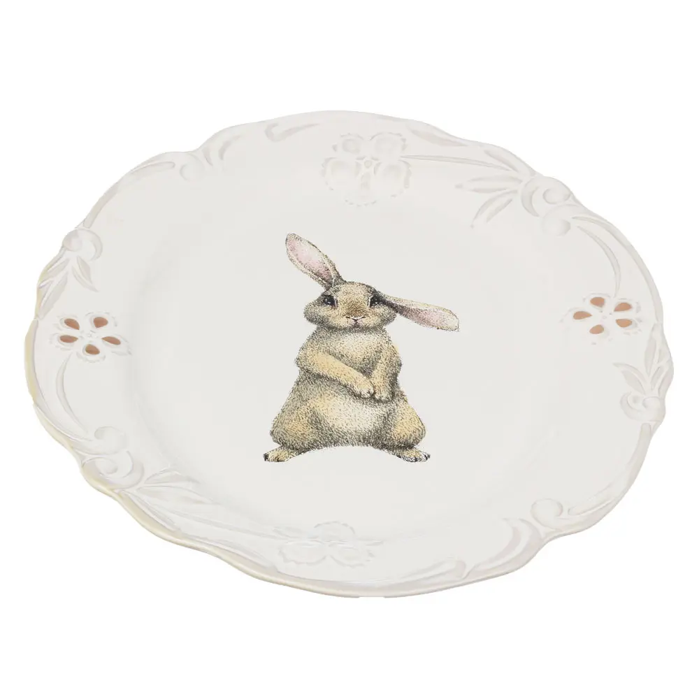 Блюдо сервировочное Myatashop Rabbits collection 29x29x5 см фарфор цвет молочны белый