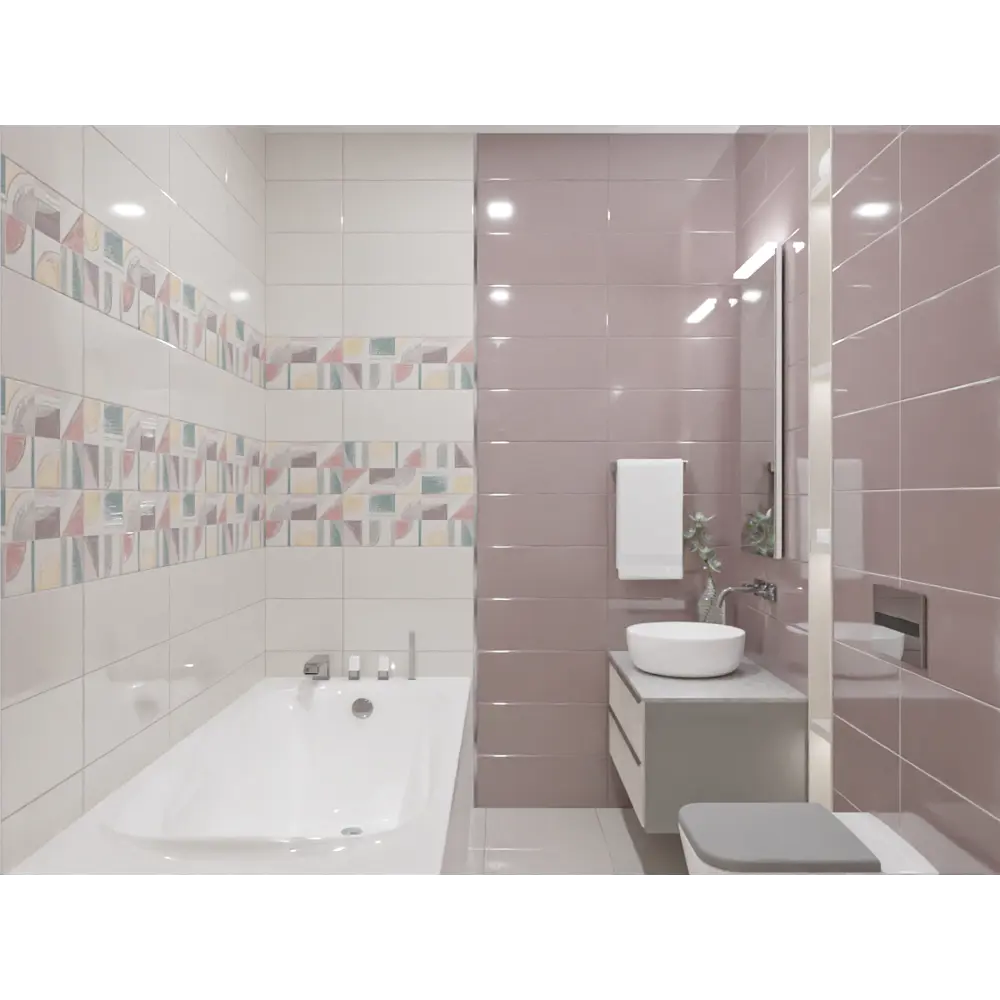 Керамическая плитка Azori Brillo Malva - розовая глянцевая отделка для ванной 87972512 STLM-0946028 - Вид №4