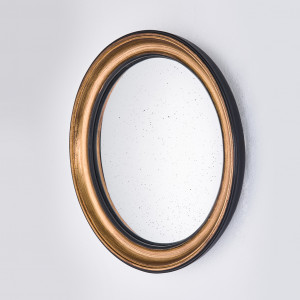 8094.BGN Зеркало интерьерное Convex Gold M деревянная рама Deknudt Mimic