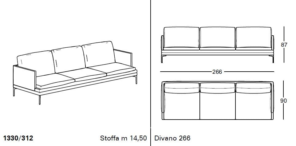 3-местный линейный диван Zanotta ARCH-00078534 - Вид №11