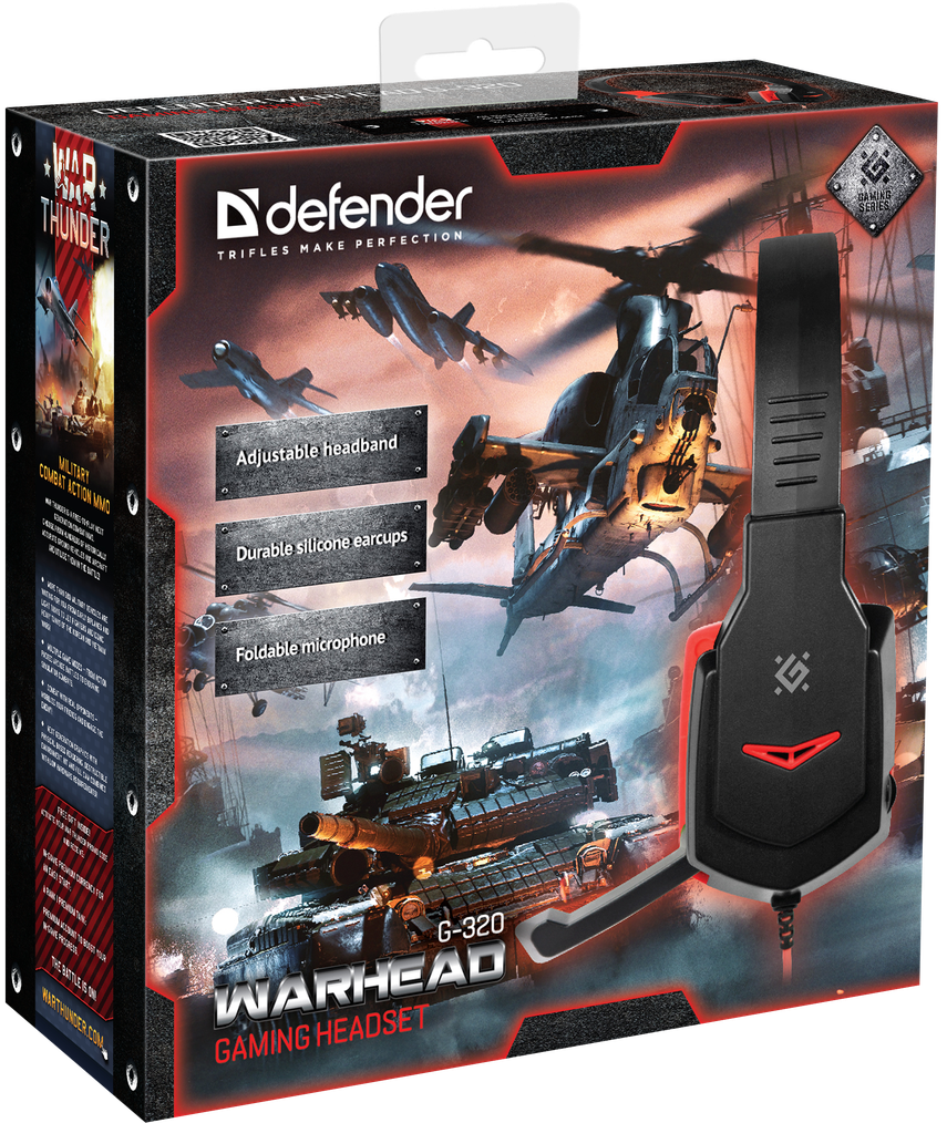 64033 игровая гарнитура warhead g-320 черный+красный, кабель 1.8 м Defender Santreyd  - Вид №4