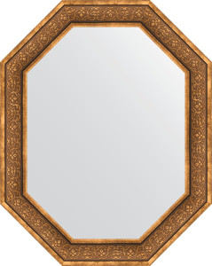 BY 7236 Зеркало в багетной раме - вензель бронзовый 101 mm EVOFORM Octagon
