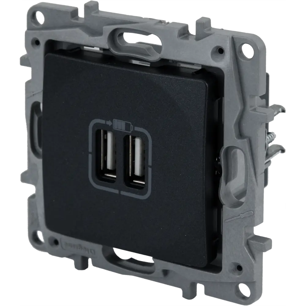 82496842 Розетка USB двойная встраиваемая Legrand Etika, антрацит STLM-0028737 - Вид №1