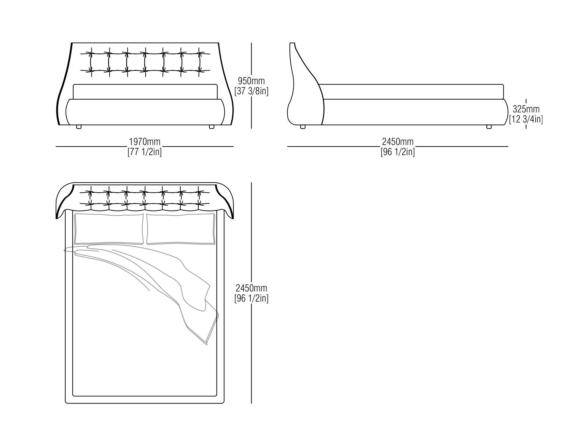 Кожаная мягкая двуспальная кровать MisuraEmme SUMO ARCH-00054917 - Вид №3