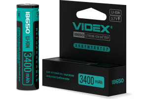 16795993 Аккумулятор 18650 3400mAh 1pcs/box с защитой VID-18650-3.4-WP Videx