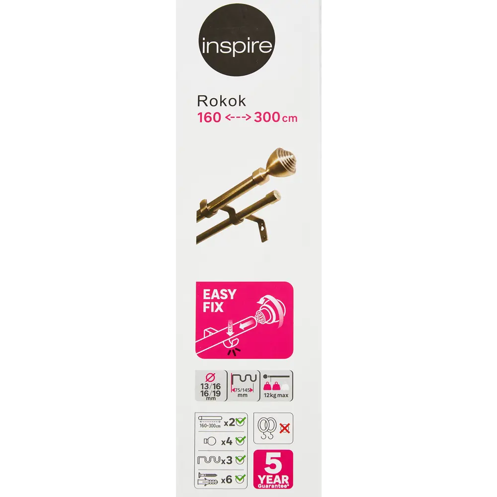 INSPIRE Двухрядный карниз Rokok для портьер и тюля 160-300 см 84407317 STLM-0049485 - Вид №5